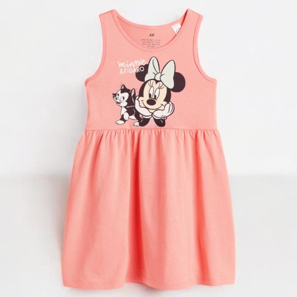 H&M Orange Minnie SuperSoft Sleeveless dress 100% Cotton Sting free frock - Picture 3 of 5
